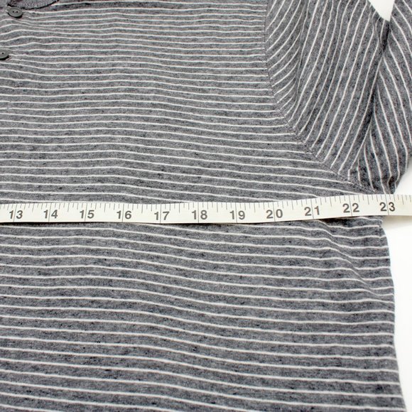 Madewell Men's Long Sleeve Doubledown Henley Shirt Striped Gray XL - Picture 7 of 7